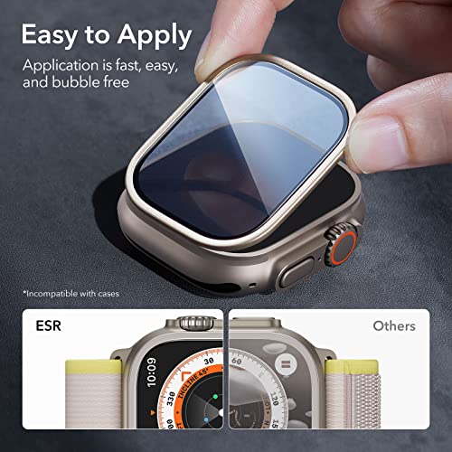 ESR 2 Pack Armorite Screen Protector for Apple Watch Ultra 3 /Ultra 2 /Ultra (49 mm), Military Grade Protection, Tempered Glass Film with Aluminum Alloy Frame, Keep Original, Titanium