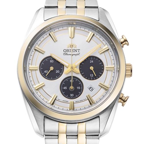 Orient Stretto Solar Chronograph White Dial Steel Strap Men’s Watch RA-TX0302S10B
