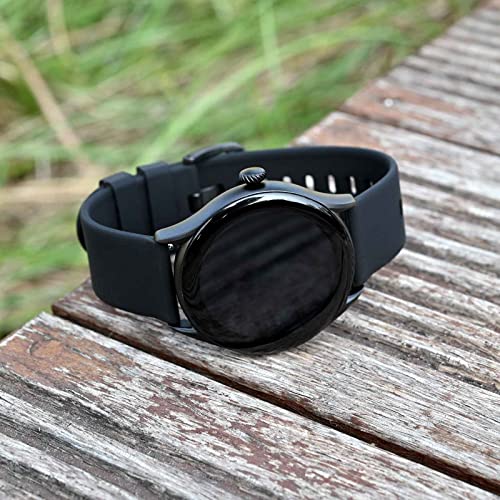 BISONSTRAP Silicone Watch Bands, Slim Watch Straps with Quick Release, 22mm, Black with Black Buckle