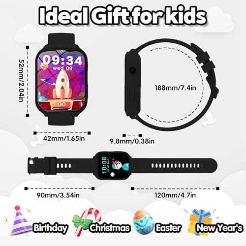 Smart Watch for Kids, Kids Watch with 18 Puzzle Games, 1.83" HD Touch Screen Fitness Tracker Pedometer Sleep Tracker Alarm Clock Flashlight No APP/Phone, 12/24 hr Gift for Kid Christmas Birthday