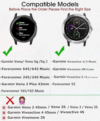 Elastic Bands for Garmin Forerunner 55/165/645/245 Music Watch Band, Garmin Vivoactive 6/5/3 Bands, 20mm Nylon Sport Wristband for Garmin Venu/Sq/Sq 2/Vivomove HR/Sport Men Women 3Pack