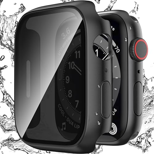 Zumyzu Waterproof Privacy Case Compatible with Apple Watch Series 11 10 46mm with Anti-peep Screen Protector, iWatch Face Cover Protective Bumper for iWatch Case 46mm Black