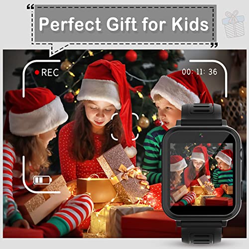 Phyulls Smart Watch for Kids, Smart Watch Toys with 39 Games Camera Video Recorder Music Alarm Calculator Calendar Flashlight Stopwatch Pedometer Gift Toys for 3-12 Years Old Boys and Girls (Black)