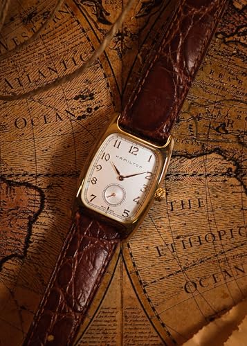 Hamilton American Classic Boulton Quartz Men's Watch, 27mm x 32mm Stainless Steel Case, Swiss Made, White Dial Analog Wrist Watch for Men, 30m Waterproof, Mineral Crystal, Cow Leather Strap