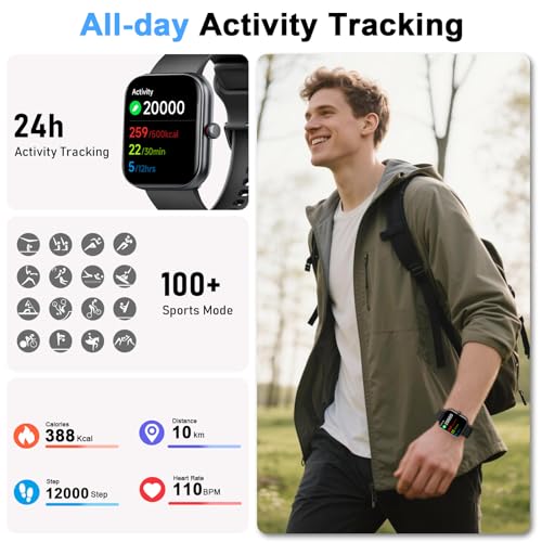 Smart Watch for Women Men, Alexa Built-in, Smartwatch for iPhone & Android Bluetooth Call, 1.91" HD Fitness Tracker with Heart Rate/SpO2/Sleep Monitor, IP68 Waterproof, Fitness Watch 100+ Sports Modes