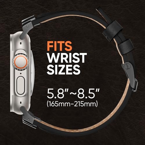 Suitisbest Leather Bands Compatible for Apple Watch Ultra Band 49mm 46mm 45mm 44mm 42mm, Genuine Leather Replacement Strap for iWatch Series 11 10 9 8 7 6 5 4 3 2 1, SE 3 2 1, Ultra 3 2 1