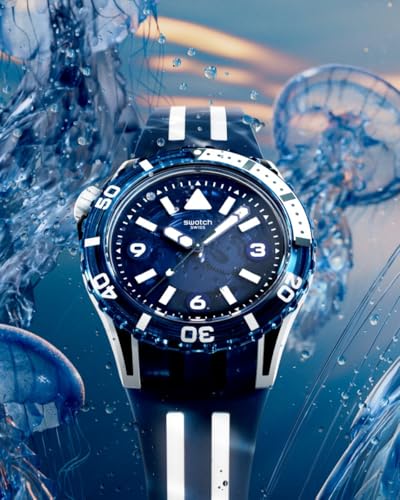 Swatch Scuba Unisex Casual Watch Bio-sourced Blue Quartz Water Resistant SEA WASP