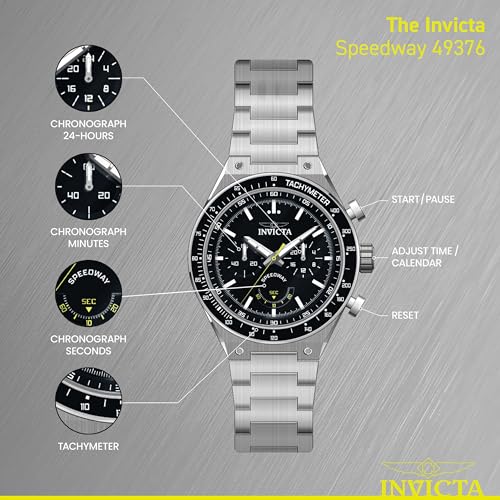 Invicta Speedway Gearshift Men's Watch - 44mm, Steel & Black (49376)