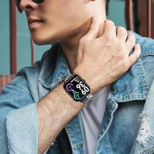 Aurrain 22mm Woven Nylon Watch Strap for Garmin Vivoactive4/Active/MARQ/LEGACY/Venu2/Forerunner 94/Galaxy Watch 3 45mm/Galaxy Watch 46mm/Huawei Watch GT 4 46mm/GT 4 Pro,Woven nylon sports watch strap