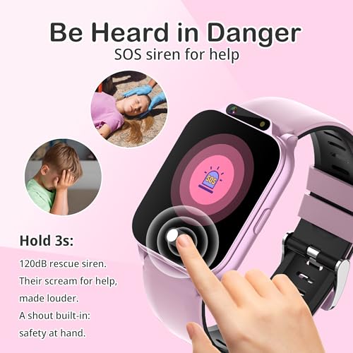 Kids Waterproof Smart Watch Girls with Fitness Tracker Sports Activity Pedometer Heartrate SpO2 Stress Monitor Flashlight APP HD Touch Screen Camera Games Music for 4-13 Year Old Girls Gifts for Kids