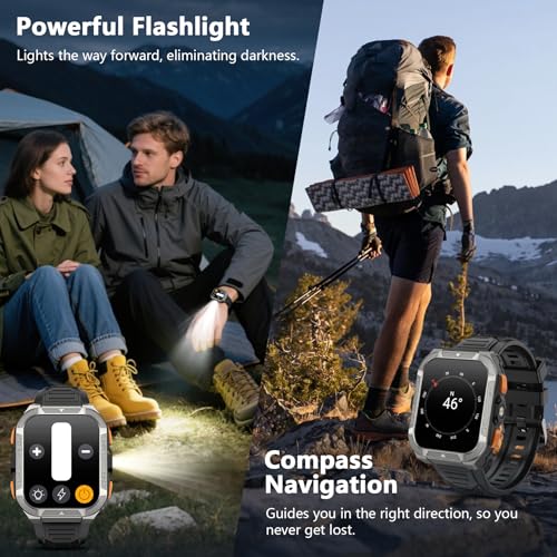 Blackview GPS Smart Watch for Men with ChatGPT, AI Translator, Compass & Flashlight/100-Day Battery/Bluetooth Calling/Health Monitor/100+ Sports,Fitness Tracker for iPhone/Android Phones