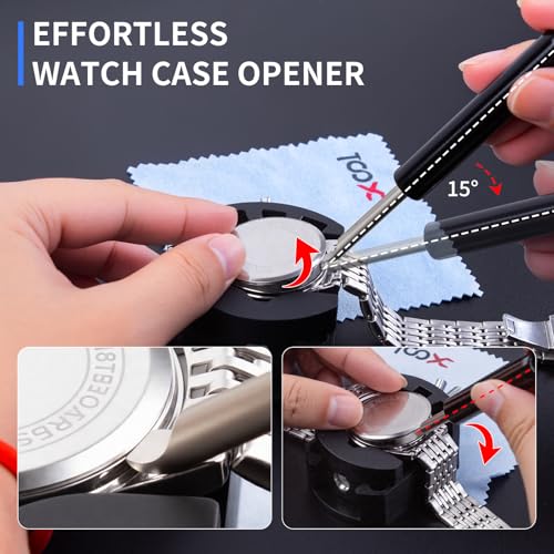 XOOL 210 PCS Watch Repair Kits, Including Watch Battery Change Kit, Watch Case Opener, Link Remover, Spring Bar Tools, Screwdrivers, and Portable Carrying Case with Instruction Manual