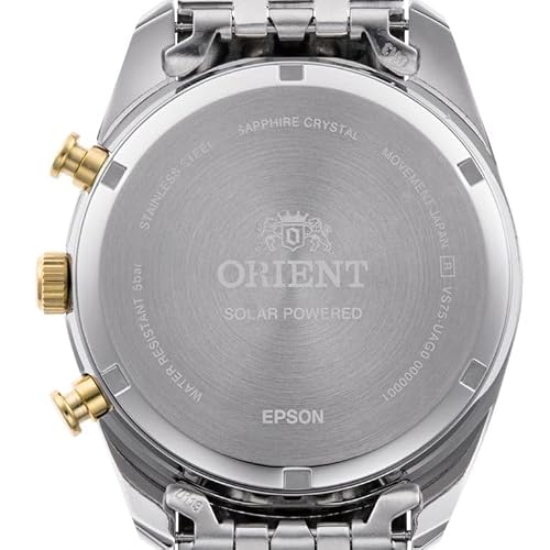 Orient Stretto Solar Chronograph White Dial Steel Strap Men’s Watch RA-TX0302S10B