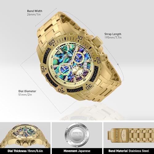 Invicta Men's Pro Diver Scuba Quartz Watch, Gold, 25094