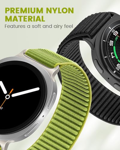 Nylon Loop Sport Band Compatible with Samsung Galaxy Watch 8 40mm/44mm, 2025 Soft Adjustable Replacement Strap for Galaxy Watch 8 Classic 46 mm Women Men (Field Green)