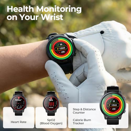 SILLAID Golf GPS Watch, 1.43" AMOLED Touchscreen Display, Lightweight Golf Watch with 40,000+ Preload Courses, Green View, Slope Mode, 6 Hazard Distances, App Sync, Golf Watches for Men