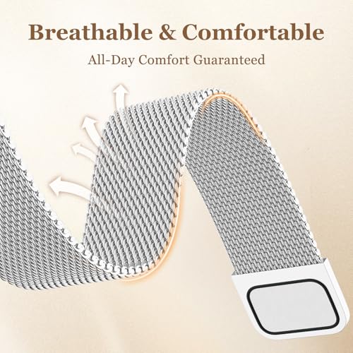 Adorve Metal Strap Compatible with Galaxy Watch 8 Band 40mm 44mm, Galaxy Watch 8 Classic Band 46mm, Milanese Magnetic No Gap Strap for Samsung Watch Bands for Women with Unique Design
