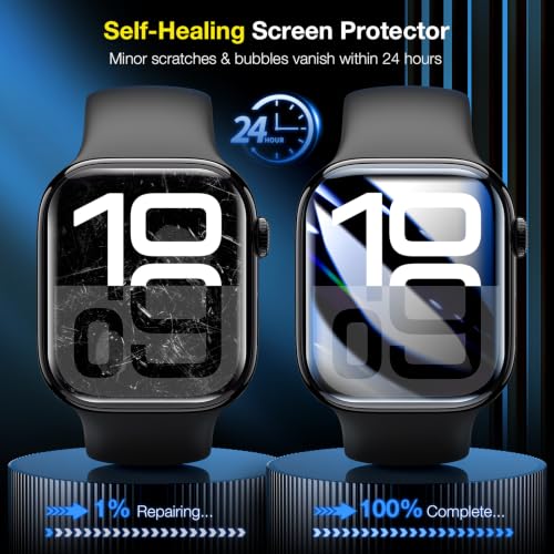 LK 6 Pack for Apple Watch Series 11 Screen Protector 46mm Series 10 [Flexible TPU Not Glass] Self-Healing, Max Coverage, Bubble Free, HD Clear Screen Protector for iWatch S11/S10 46mm, Anti-Scratch