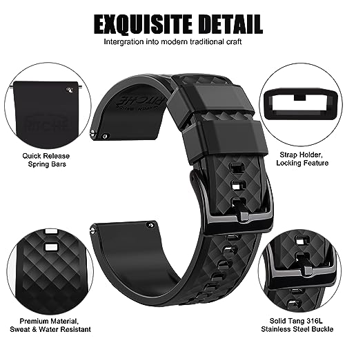 Ritche Christmas Gift 22mm Silicone Watch Band Compatible with Samsung Galaxy Watch 3 (45mm) Samsung Gear S3 Classic Watch Quick Release Rubber Watch Bands for Men Women, White Elephant Gifts, Stocking Stuffers for Men