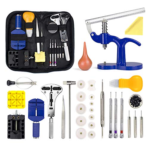Zistel Watch Repair Kit + Watch Press, Watches Band Link Pin Set with Carrying Case, Watch Battery Replacement Tool Kit, Watch Tools with Spring Bar Tool
