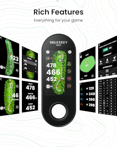 MILESEEY GeneSonic Go Handheld Golf GPS Rangefinder, 43000+ No Subscription Preloaded Courses, Auto Hole Golf Yardage Device, Touchscreen, 10H Battery, Magnetic, Waterproof, Hazard, Green Distances
