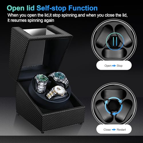 Anyasun Watch Winder for Automatic Watches,3 Watch Winder Box with LED Display, Ultra Quiet Japanese Motor,4 Rotation Modes,Watch Shark for Men & Women,USB-C Power
