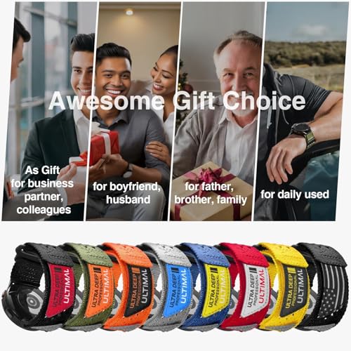 ULTIMAL 20mm Watch Band Compatible with Samsung Galaxy Watch 7 6 5 4 FE/6 4 Classic/5 Pro, Nylon Quick Release Strap Compatible with Garmin Vivoactive 6 5 3/Forerunner 645 55 245 165 (BLACK USA FLAG, L)