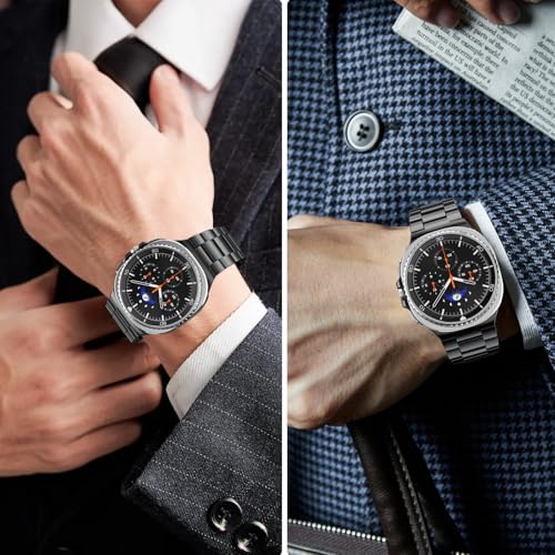 Metal Band Compatible with Samsung Galaxy Watch 8 40mm/44mm/Classic 46mm 2025,No Gap Business Stainless Steel Strap for Galaxy Watch8 Men Women,NOT for Other Models(Black)