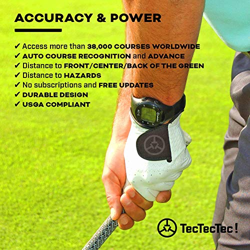 TecTecTec ULT-G Golf GPS Watch – Simple & Easy Distance Watch, No App Required on Course, Front/Back/Middle Distances, 38,000+ Courses Preloaded, Lightweight & Water-Resistant – Black