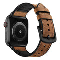 OUHENG Leather Bands Compatible with Apple Watch Band 49mm/46mm/45mm/44mm/42mm, Sweatproof Leather Rubber Hybrid Strap for iWatch Ultra 3/2/1 Series 11 10 9 8 7 6 5 4 3 2 1 SE 3/2/1, Brown/Black