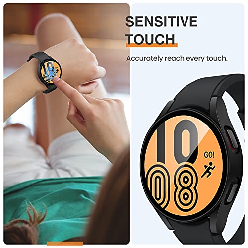 Tensea [2Pack for Samsung Galaxy Watch FE 2024/5 2022/4 2021 Screen Protector Case 40mm Accessories, Protective Face Cover Built-in Tempered Glass Film Bumper Case (40mm, Matte Black)