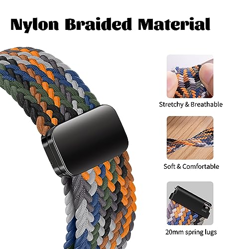 20mm Magnetic Bands Compatible with Samsung Galaxy Watch 4 5 6 7 Band 40mm 44mm/Galaxy Watch 4 6 Classic Band 42mm 46mm 43mm 47mm/Watch 5 Pro 45mm/Active 2 Stretchy Braided Strap Wristband Women Men