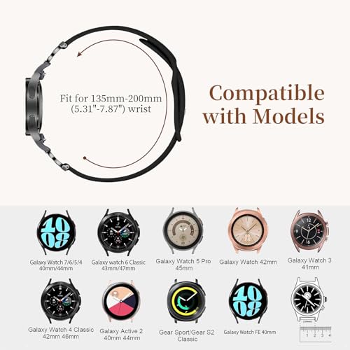 Zspoly Thin Slim Silicone Band Compatible with Galaxy Watch 7/6/5/4 FE Band 40mm 44mm/Active 2/Active/Watch3 41mm/5 Pro, 20mm Skinny Sport Narrow Strap for Galaxy Watch 4/6 Classic/Watch42mm Women