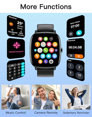 Smart Watches for Men Women with GPS Built-in, Answer/Make Calls, 1.95" Smartwatch for iPhone/Android Phones, Fitness Watch with Heart Rate/Sleep Monitor 100+ Sports Modes IP68 Waterproof (Black)