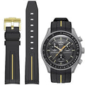Bands for Moonswatch Watch,Curved No Gap Rubber Strap Compatible with Omega X Swatch Moonswatch Speedmaster/Rolex/SEIKO 20mm Watch,Swatch Omega Moonswatch Speedmaster Watch Replacement Band Men Women (Black gold line)