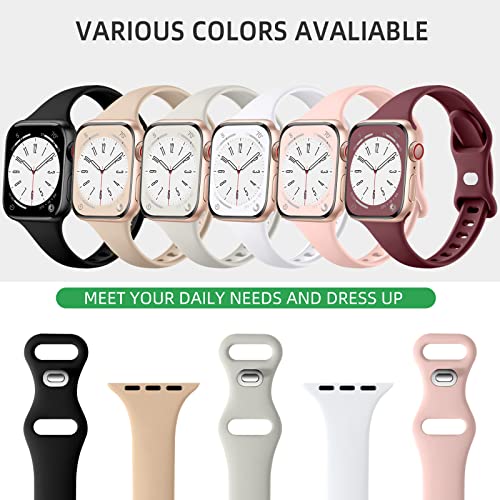 Lerobo Thin Slim Bands Compatible with Apple Watch Bands 40mm 41mm 42mm 38mm iWatch Bands Series 11 10 9 8 7 6 5 4 SE for Women Men, Soft Narrow Sport Strap Wristband