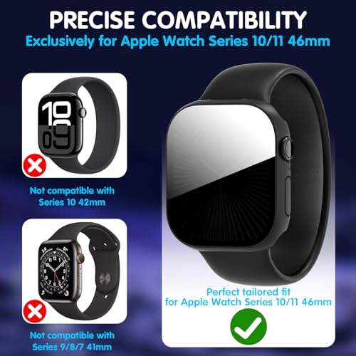 AIDOWU 3-Pack Privacy Anti Spy Case for Apple Watch Series 10/11 46mm, Protective Face Cover with Anti-Peeping Tempered Glass Screen Protector, Ultra Thin Hard PC Bumper Cover for iwatch 46mm