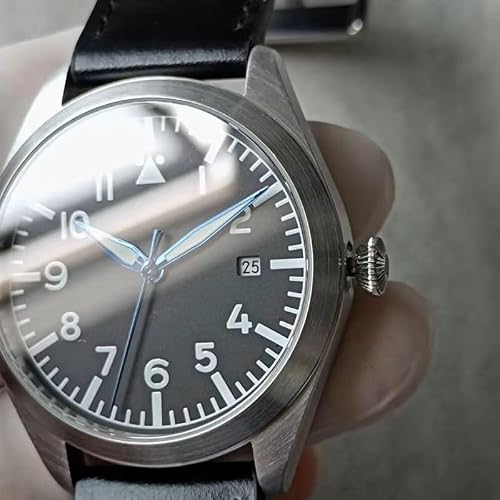 Boyarca Pilot Watch Men's Aviator Wrist Watch Japan Automatic Movement Retro Mechanical Watches Stainless Steel Case with Luminous Waterproof (Gray)