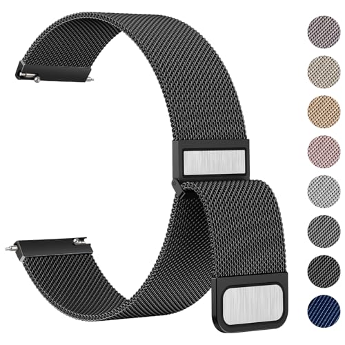 Meliya 20mm Watch Bands Stainless Steel Metal Quick Release Replacement Wristband Straps for Men Women (Black, 20mm)
