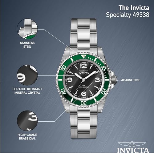 Invicta Specialty Men 40mm Stainless Steel Steel Black dial PC21J Quartz