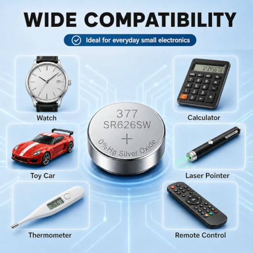 10 Pack SR626SW 377 Watch Batteries 1.55V Silver Oxide Button Cell Battery