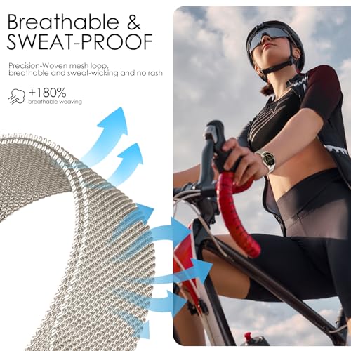 Compatible with Garmin Vivoactive 5 Watch Band/Vivoactive 6/3, 20mm Stainless Steel 2 Pack Metal and Mesh Bracelet Strap Wristband for Forerunner 165/55/245/570-42mm/Venu/Venu Sq Women Men Accessory