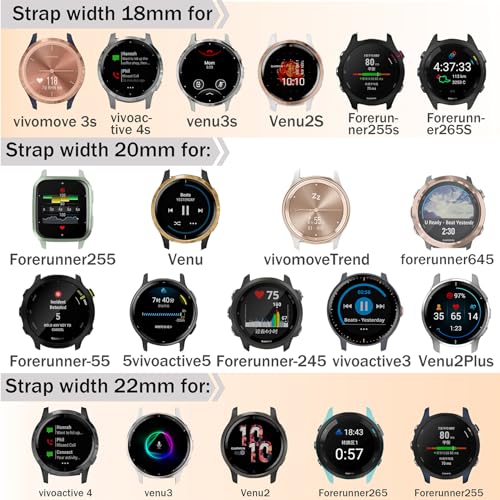 Folavii 20mm Magnetic Braided Nylon Band Compatible With Garmin Vivoactive 6/Vivoactive 5/3/3 Music Watch Bands, Quick Release Stretchy Strap Replacement for Venu Sq 2/Forerunner 55/165/245/645