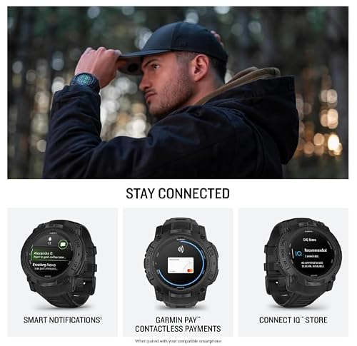 Wearable4U Garmin Instinct 3 Tactical Edition, AMOLED Display, 50mm, Rugged Outdoor GPS Smartwatch, Applied Ballistics Support, LED Flashlight, Multi-Band GPS, 10 ATM PowerBank Bundle