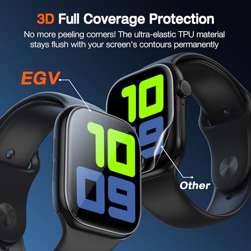 EGV 4 Pack for Apple Watch Series 11 Screen Protector 46mm [Auto Install Box] [0 Bubbles] HD Ultra-thin Soft TPU Film for 46mm Apple Watch Series 10 Screen Protector, Anti-Scratch Max Coverage