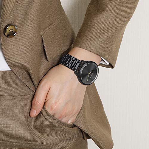 FINTIE 20mm Metal Bands Compatible with Garmin Vivoactive 6/5/3/3 Music, Venu Sq/Venu 2 Plus, Forerunner 55/165/245/645, Samsung Galaxy Watch 42mm/Active 2 1, Black