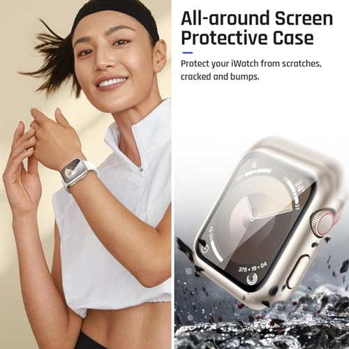 Goton Waterproof Case Compatible for Apple Watch Screen Protector Series 6/5/4, SE 3/2/1 44mm, Hard Bumper with Tempered Glass for iWatch Cover 44 mm