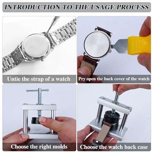 J6&H6 Watch Press Tool Set,Watch Back Case Closer for Closing the Cover , Watches Battery Replacement Tool Kit, Dismantling The Watchs Opener Case, Suitable for Watches Repair Kits with 16 to 50mm Circular Dials