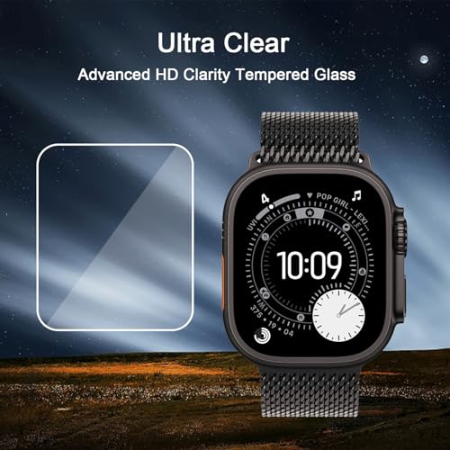 Ailun for Apple Watch Ultra 3/Ultra 2/Ultra Screen Protector [49mm], Tempered Glass Film, Anti-Scratch, High Definition, Touch Sensitive[3 Pack][Clear]