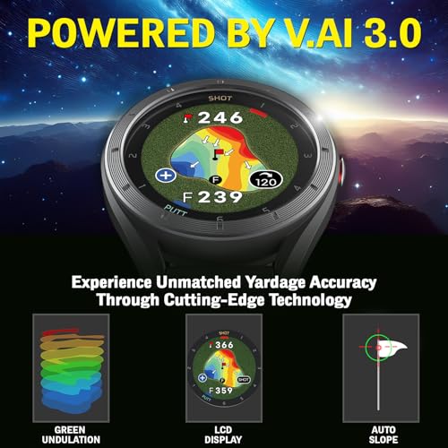 Voice Caddie T11 LT GPS Golf Watch LCD Display with Green Undulation No Monthly Subscription Slope Mode 40K+ Preinstalled Courses, Course View, Practice Tempo Mode, Putt View 1.2" Color Touchscreen